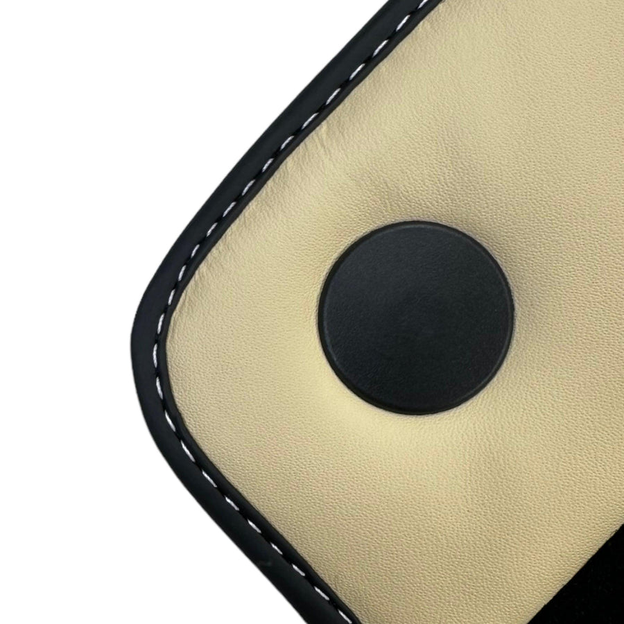 Black Floor Mats for Ferrari 458 Spider (2012-2015) with Crema Nappa Leather | Italian Edition - AutoWin
