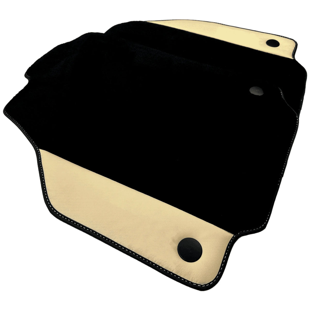 Black Floor Mats for Ferrari 488 GTB (2015-2022) with Crema Nappa Leather