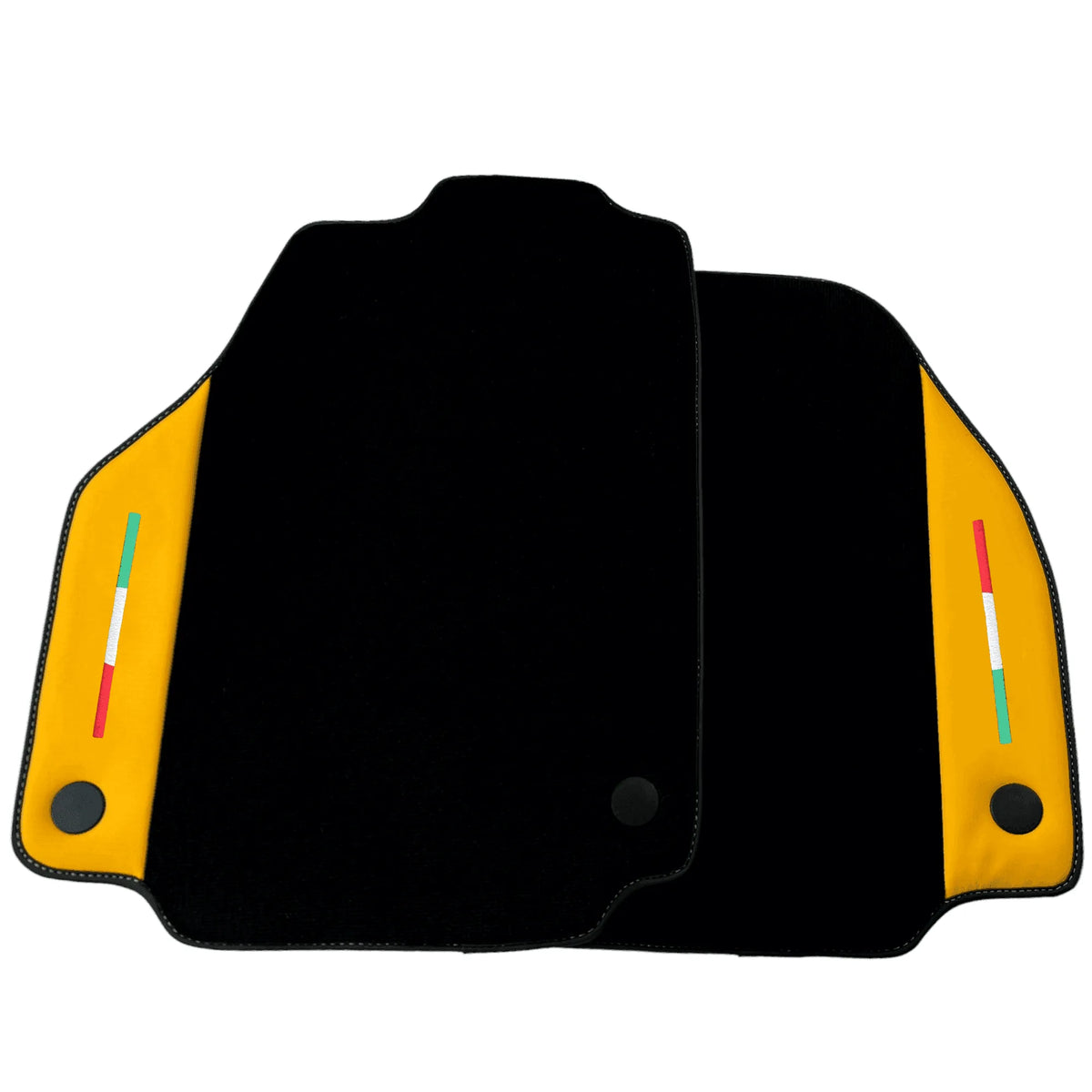 Black Floor Mats for Ferrari 488 GTB (2016-2022) with Yellow Leather | Italian Edition
