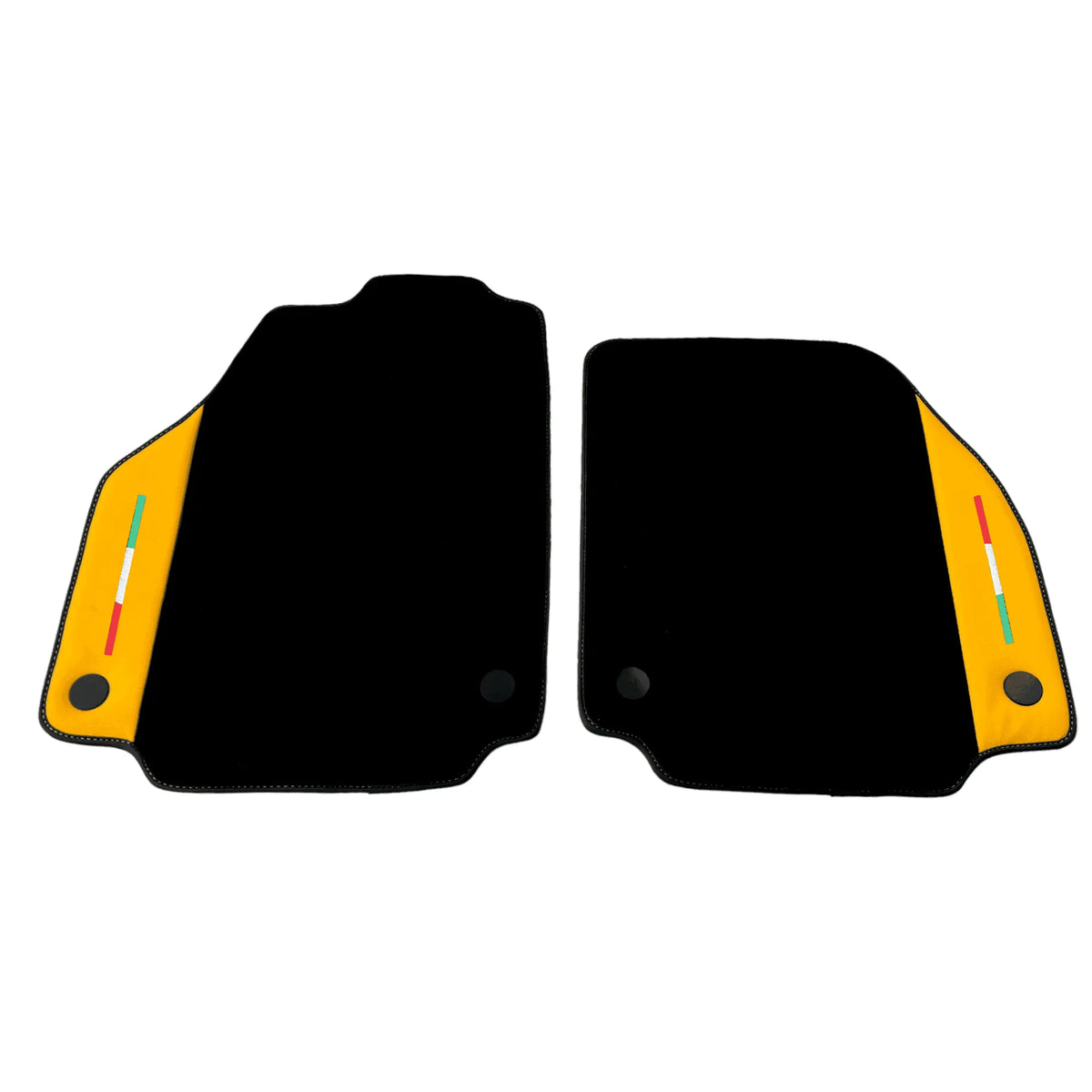 Black Floor Mats for Ferrari 488 GTB (2016-2022) with Yellow Leather | Italian Edition