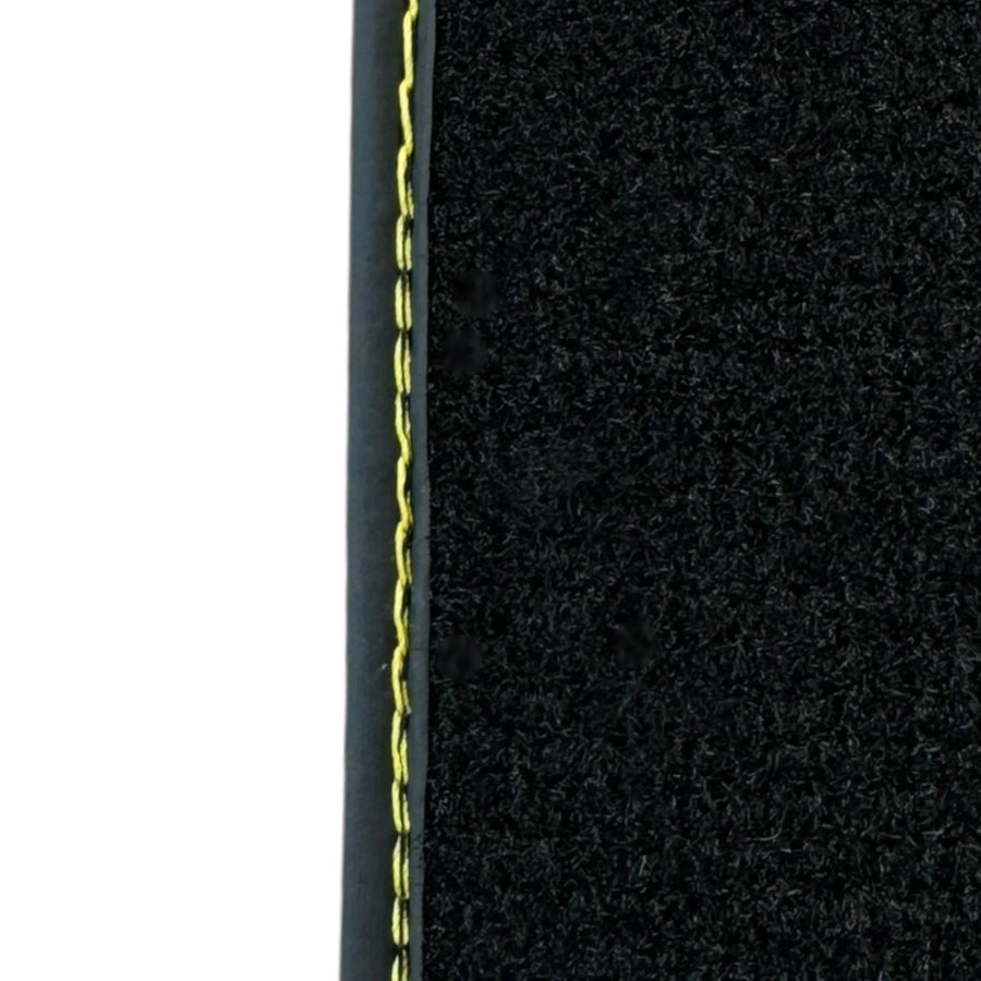 Black Floor Mats for Ferrari 488 Spider (2016-2022) with Yellow Leather | Italian Edition
