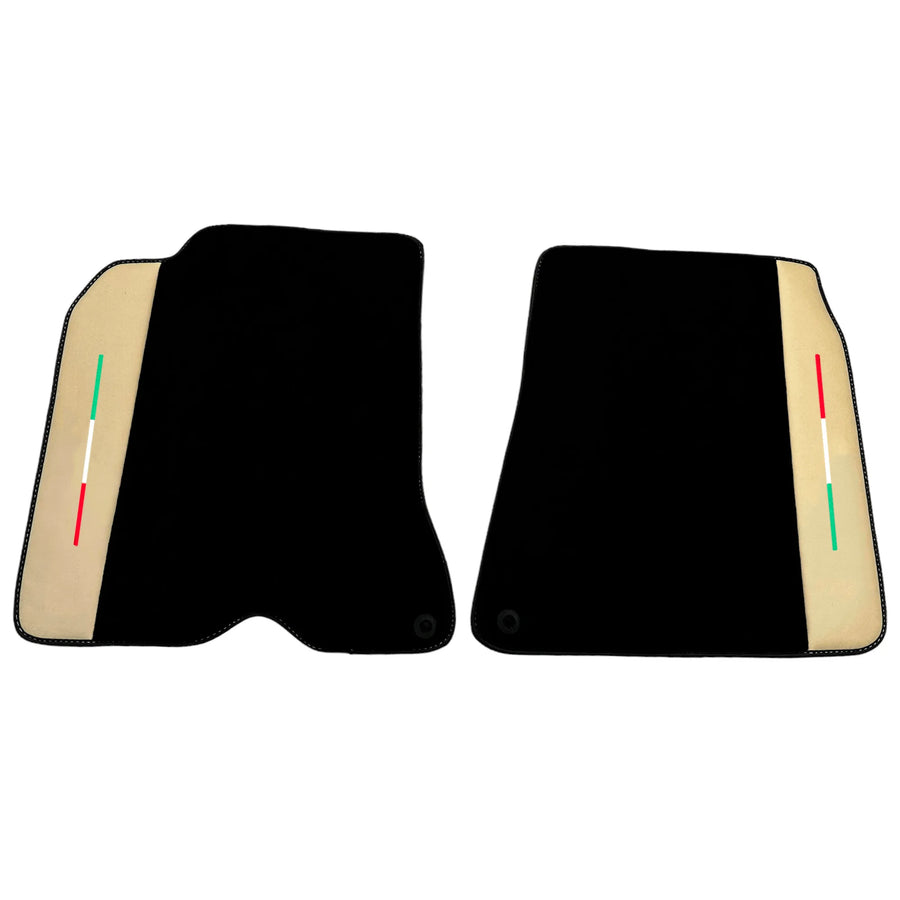 Black Floor Mats for Ferrari California T (2015–2018) Crema Nappa Leather - AutoWin