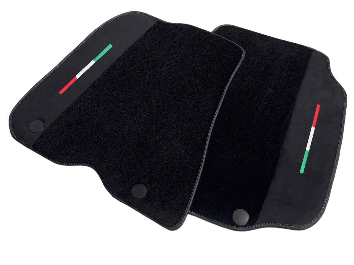 Black Floor Mats For Ferrari F12 Berlinetta (2012-2022) With Alcantara Leather Yellow Edition - AutoWin