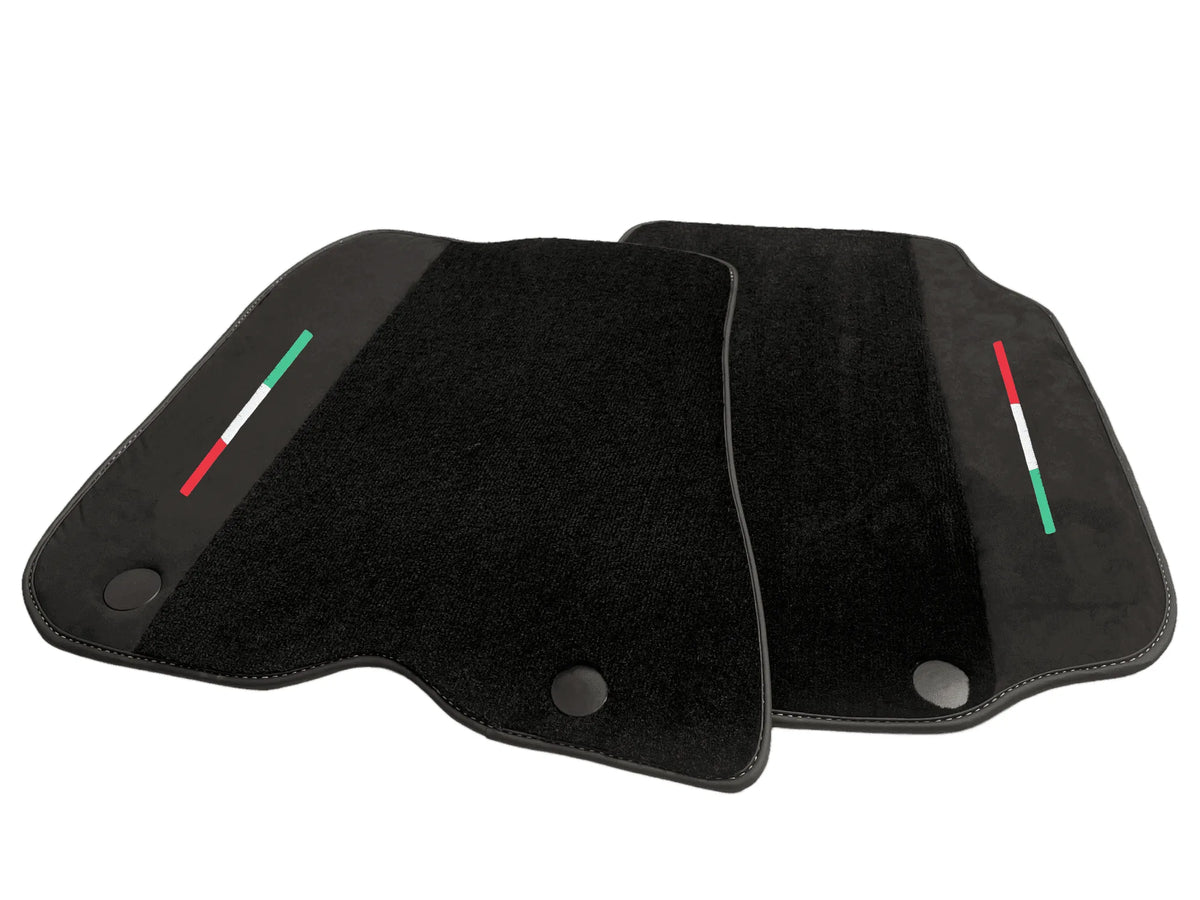 Black Floor Mats For Ferrari F12 Berlinetta (2012-2022) With Alcantara Leather Yellow Edition - AutoWin