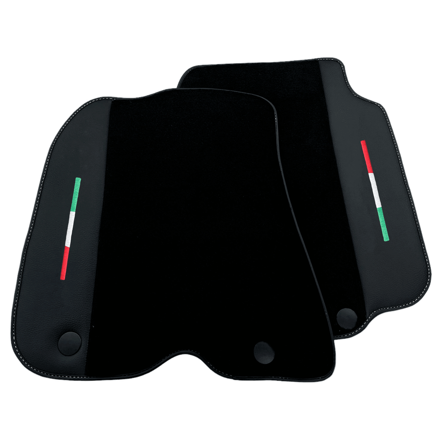 Black Floor Mats for Ferrari F12 Berlinetta (2012-2022) with Leather - AutoWin