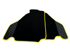 Black Floor Mats For Ferrari F430 2004-2009 With Carbon Fiber Leather Yellow Trim - AutoWin
