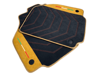 Black Floor Mats For Ferrari F8 Tributo 2019-2023 With Tan Alcantara Leather - AutoWin