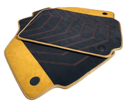 Customizable Black Floor Mats For Ferrari F8 Spider 2019-2022 With Tan Alcantara Leather - AutoWin