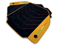 Black Floor Mats For Ferrari F8 Tributo 2019-2023 With Tan Alcantara Leather - AutoWin