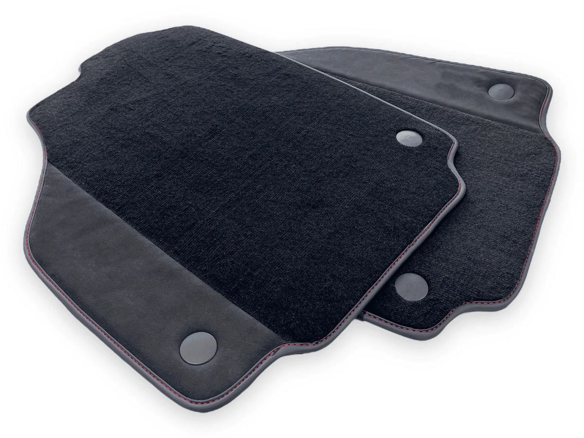 Black Floor Mats For Ferrari F8 Tributo 2019-2022 With Alcantara Leather