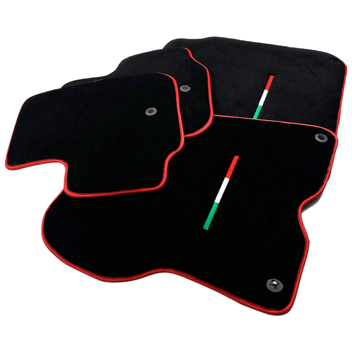 Black Floor Mats For Ferrari GTC4 Lusso (2016-2023) Italian Edition with Red Trim - AutoWin