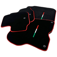 Black Floor Mats For Ferrari GTC4 Lusso (2016-2023) Italian Edition with Red Trim - AutoWin