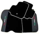 Black Floor Mats For Ferrari GTC4 Lusso (2016-2023) with Leather | Beige Trim - AutoWin