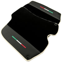 Black Floor Mats For Ferrari Portofino (2018-2023) With Leather and Beige Trim