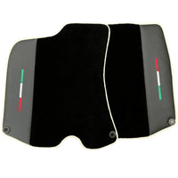 Black Floor Mats For Ferrari Portofino (2018-2023) With Leather and Beige Trim