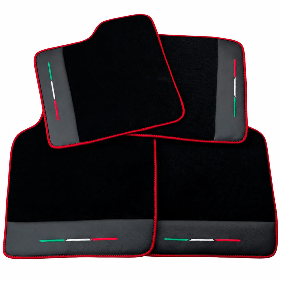 Black Floor Mats for Ferrari Purosangue with Leather and Black Trim | Italian Edition
