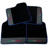 Black Floor Mats for Ferrari Purosangue with Leather and Black Trim | Italian Edition