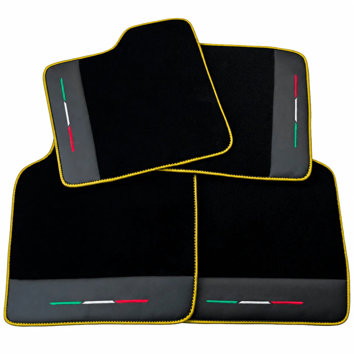 Black Floor Mats for Ferrari Purosangue with Leather and Black Trim | Italian Edition