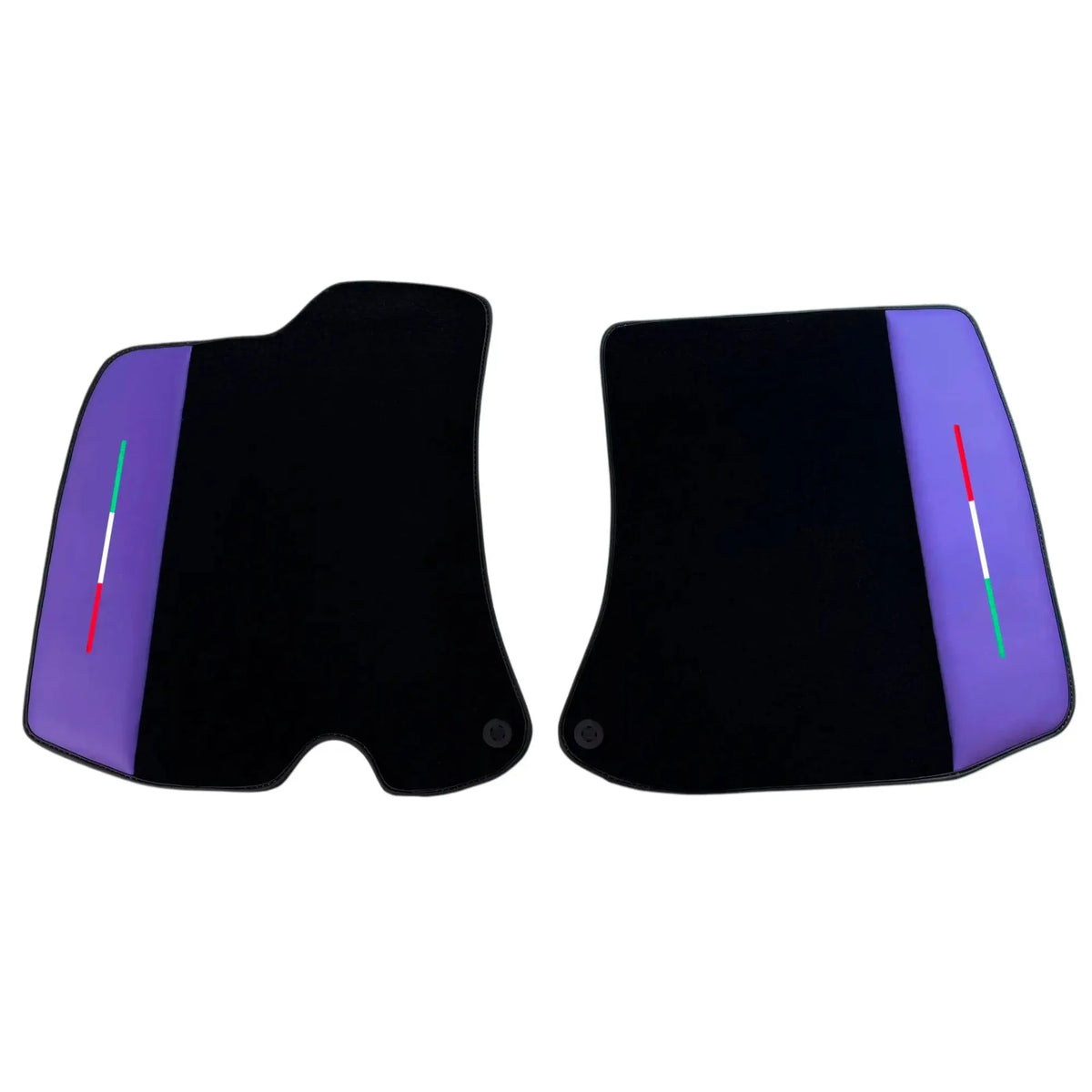 Black Floor Mats for Ferrari Roma (2021-2027) with Purple Leather | Italian Edition