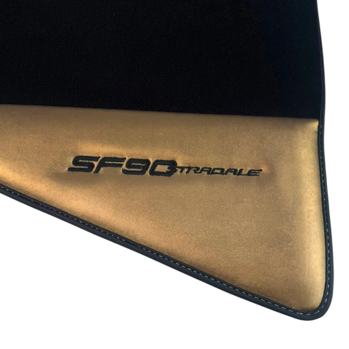 Black Floor Mats for Ferrari SF90 Stradale (2019-2024) with Gold Leather