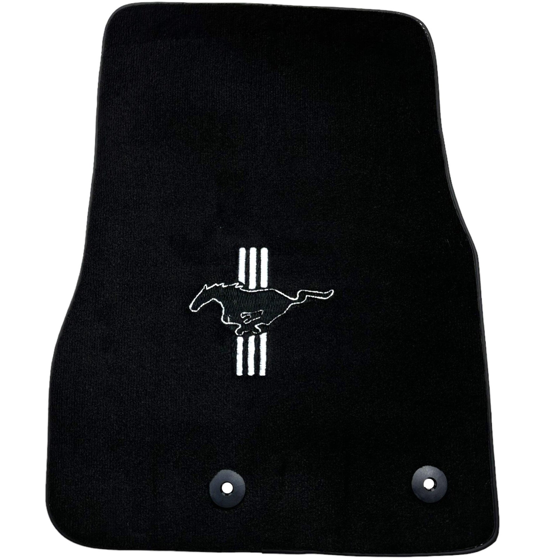 Black Floor Mats For Ford Mustang V FL (2011-2014) With Pony - AutoWin