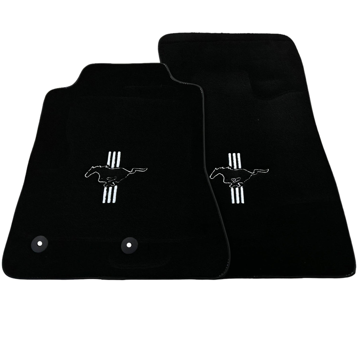 Black Floor Mats For Ford Mustang VI (2015-2023) With Pony - AutoWin