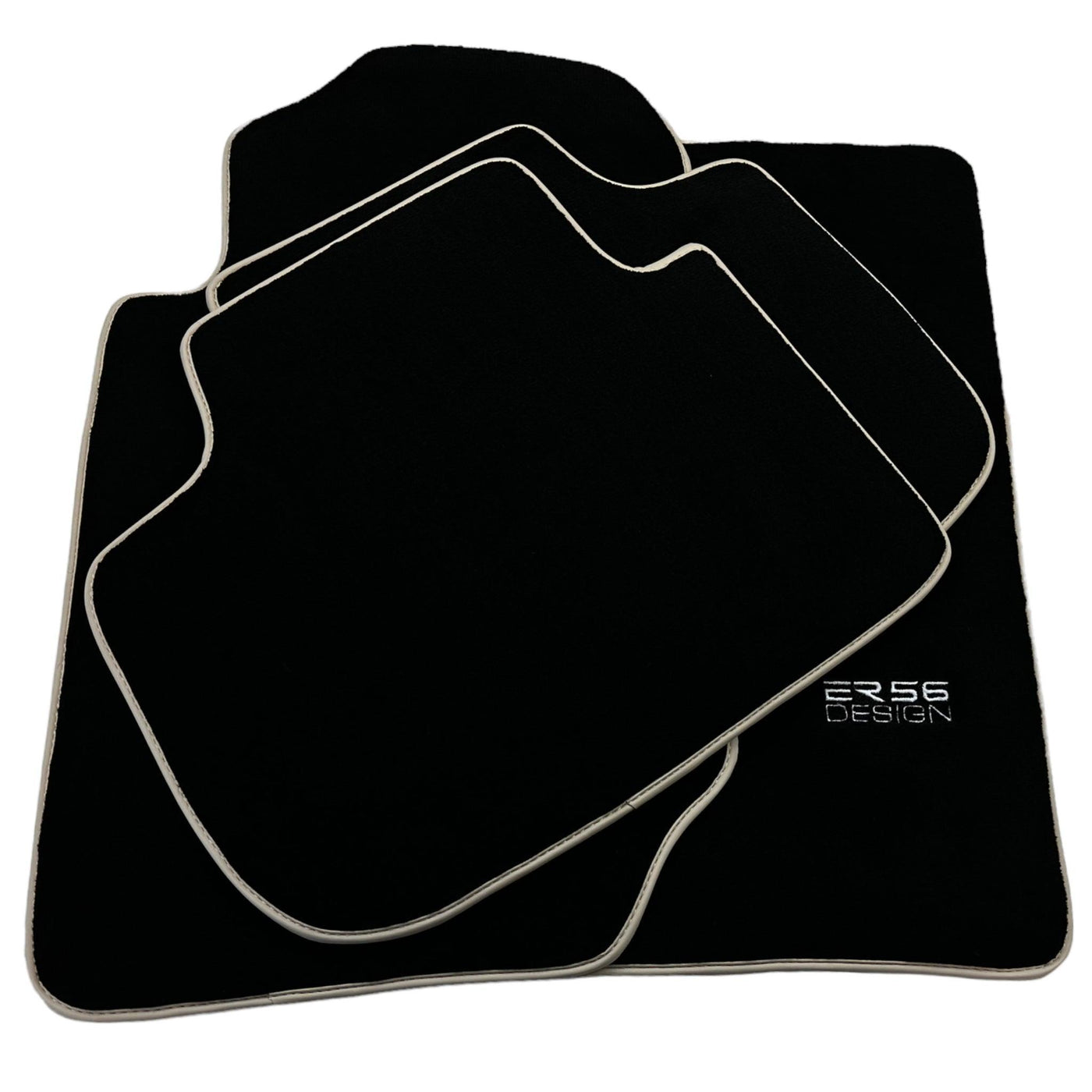 Black Floor Mats For Kia Sportage (1994-2002) ER56 Design | Beige Trim - AutoWin