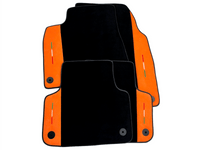 Black Floor Mats For Lamborghini Urus S With Orange Alcantara Leather - AutoWin