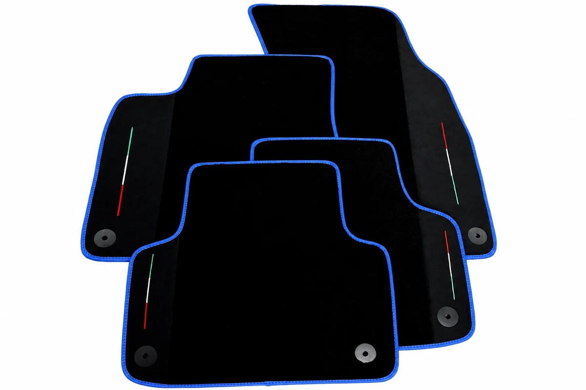 Black Floor Mats For Lamborghini Urus With Alcantara Leather Blue trim