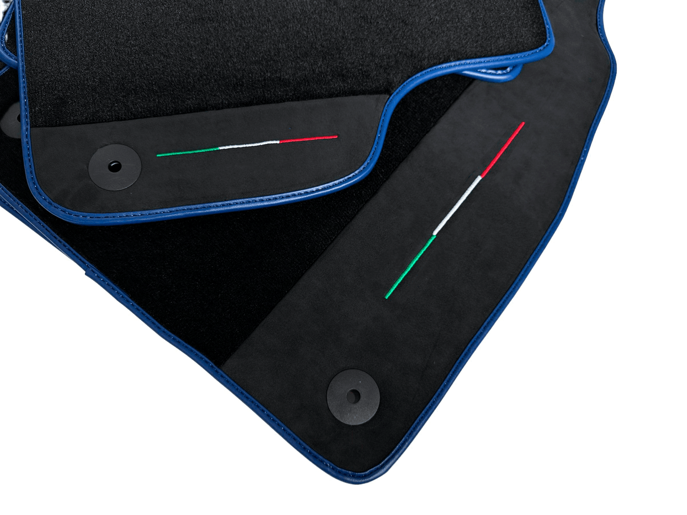Black Floor Mats For Lamborghini Urus With Alcantara Leather Dark Blue Trim - AutoWin