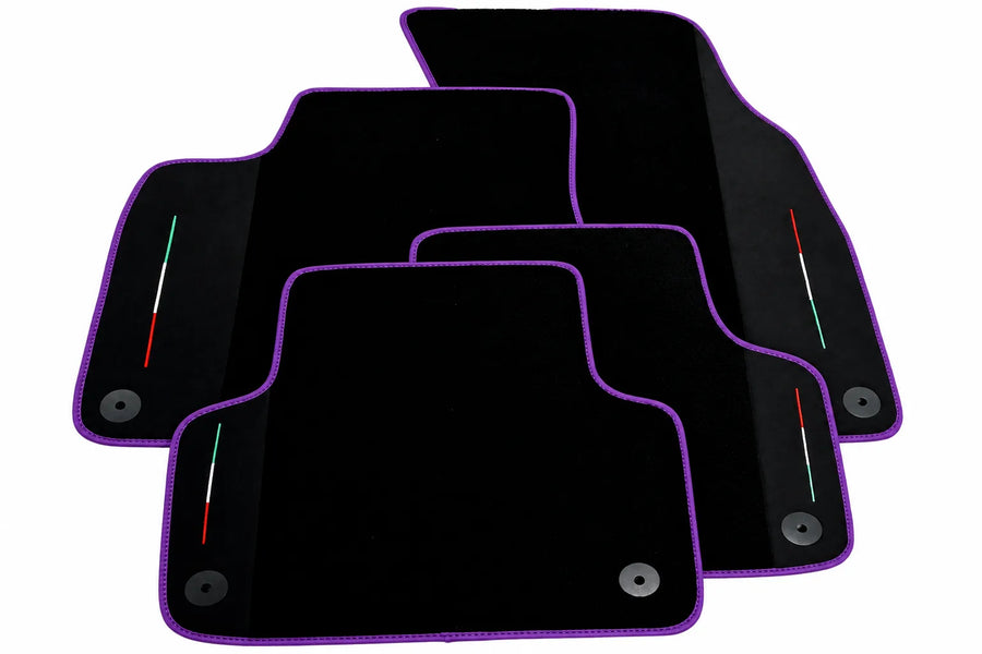 Black Floor Mats For Lamborghini Urus With Alcantara Leather Purple trim