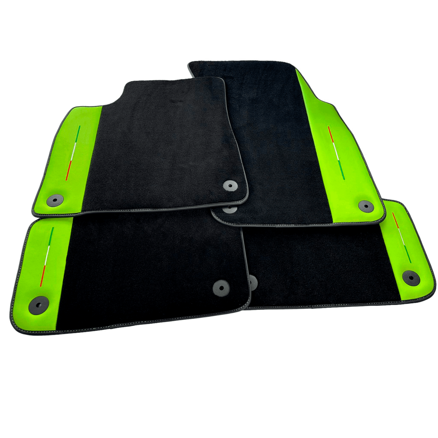 Black Floor Mats for Lamborghini Urus With Green Leather - AutoWin
