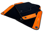 Black Floor Mats For Lamborghini Urus With Orange Alcantara Leather - AutoWin