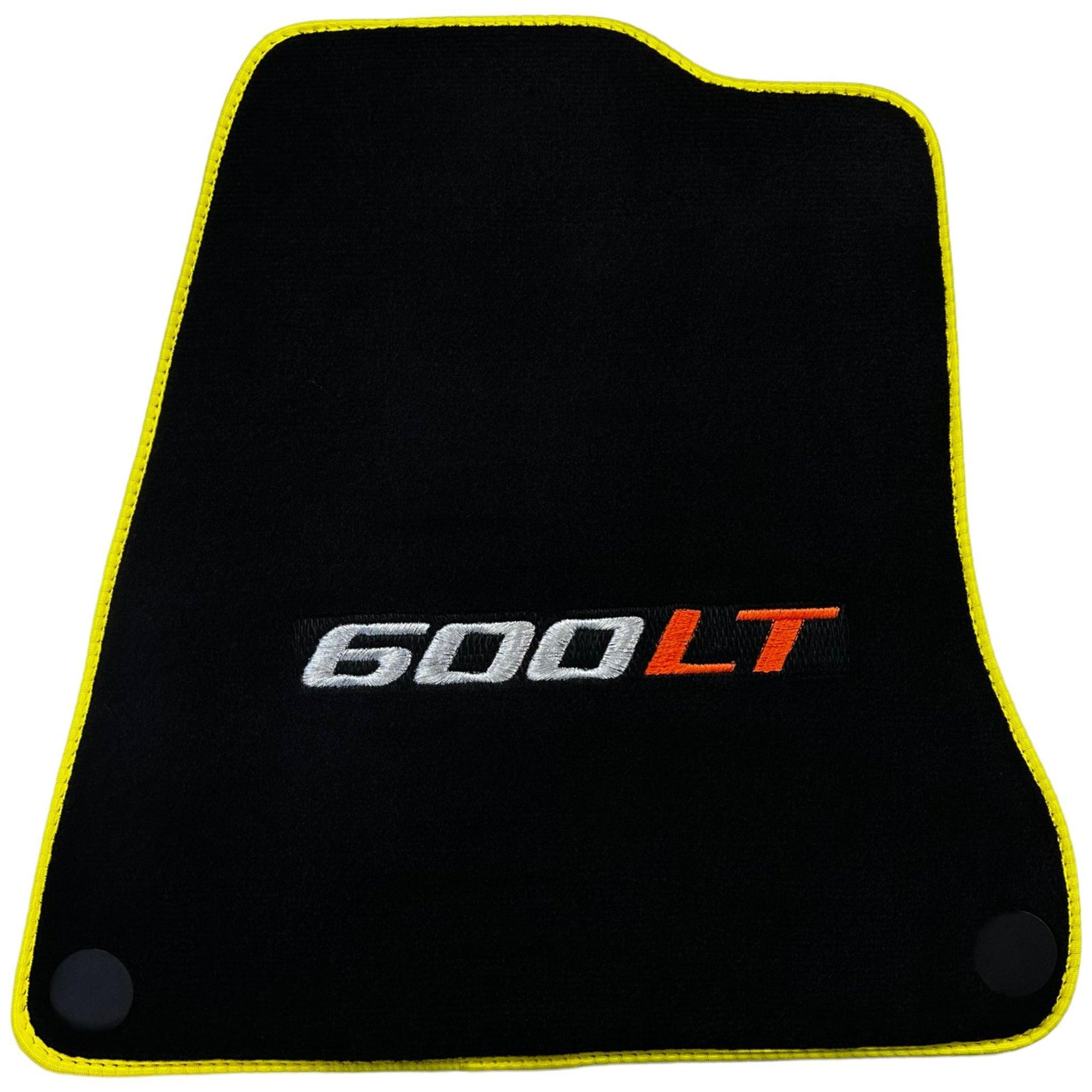 Black Floor Mats for McLaren 600 LT (2018-2020) With Yellow Trim - AutoWin