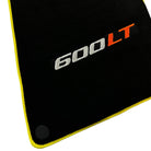 Black Floor Mats for McLaren 600 LT (2018-2020) With Yellow Trim - AutoWin