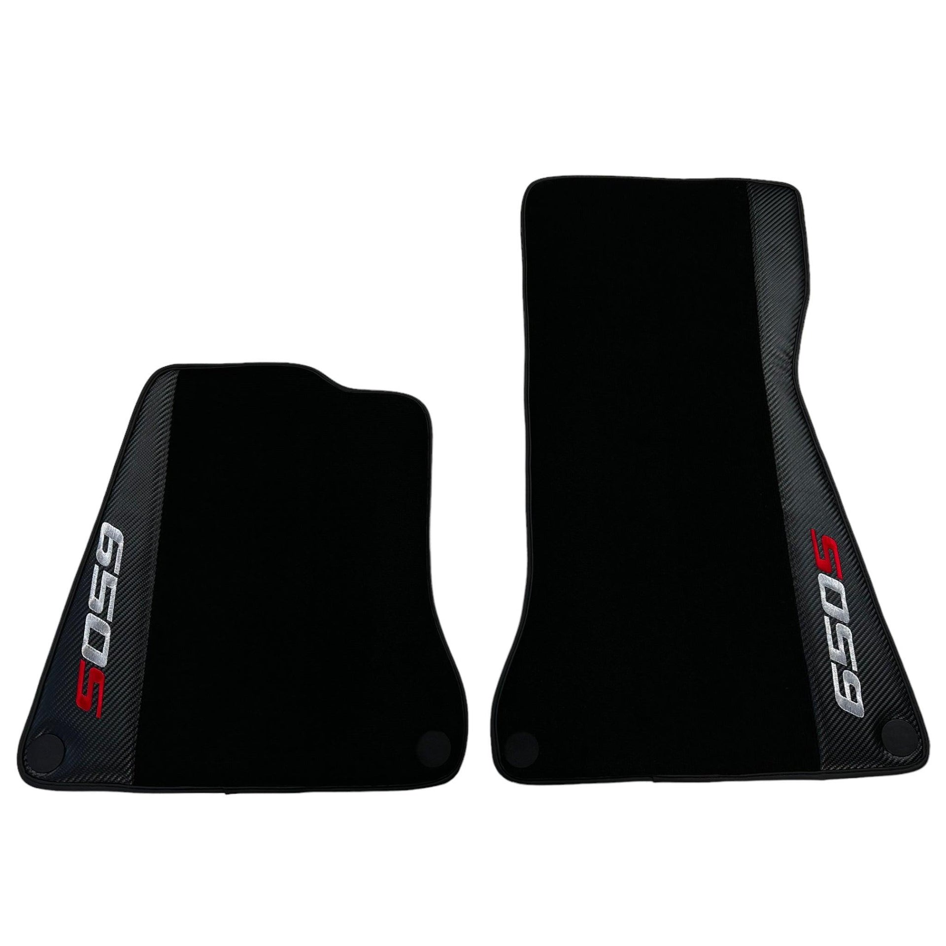 Black Floor Mats For McLaren 650S Black Tailored With Carbon Leather - AutoWin