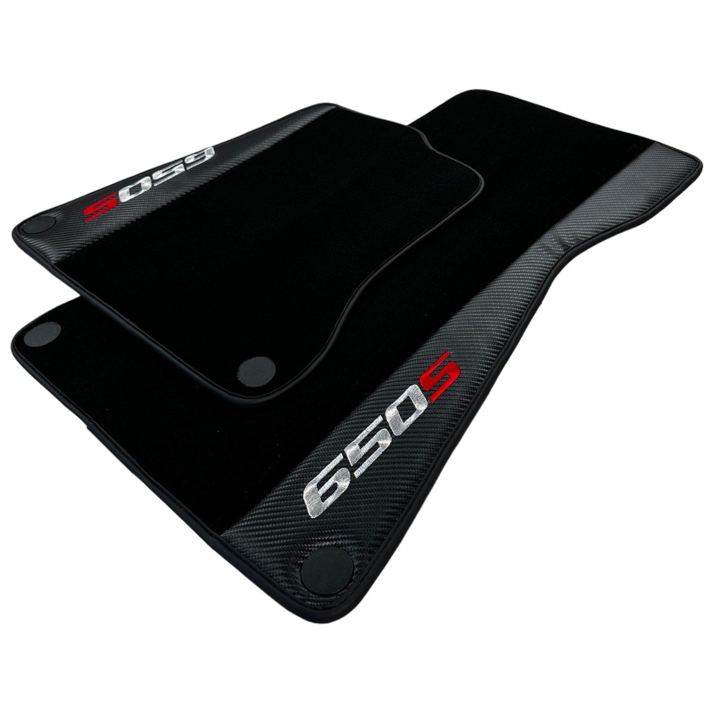 Black Floor Mats For McLaren 650S Black Tailored With Carbon Leather - AutoWin