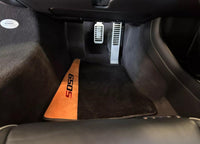 Black Floor Mats For McLaren 650S Black Tailored With Orange Alcantara Leather - AutoWin