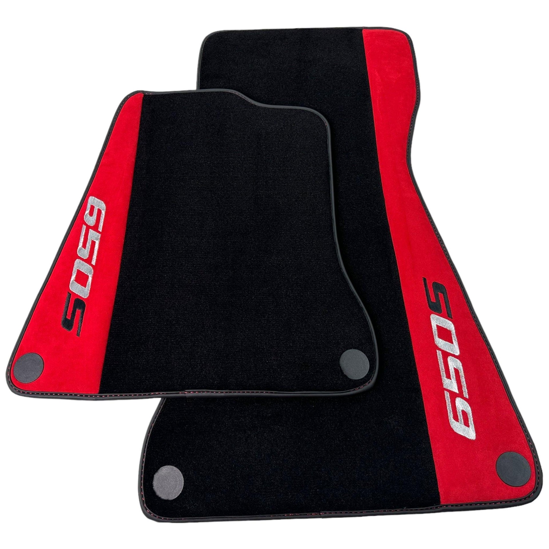 Black Floor Mats For McLaren 650S Black Tailored With Red Alcantara Leather - AutoWin