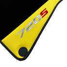 Black Floor Mats For McLaren 720S Year 2017-2021 With Yellow Leather - AutoWin