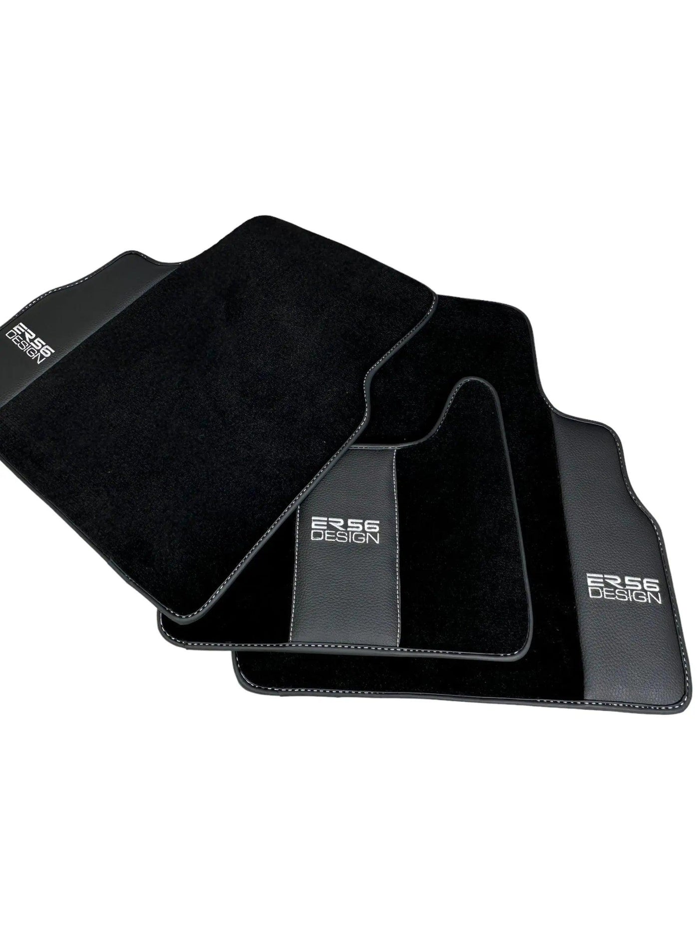 Black Floor Mats For Mercedes-Benz G Class W461 (1979-2008) With Leather Borders ER56 Design - AutoWin