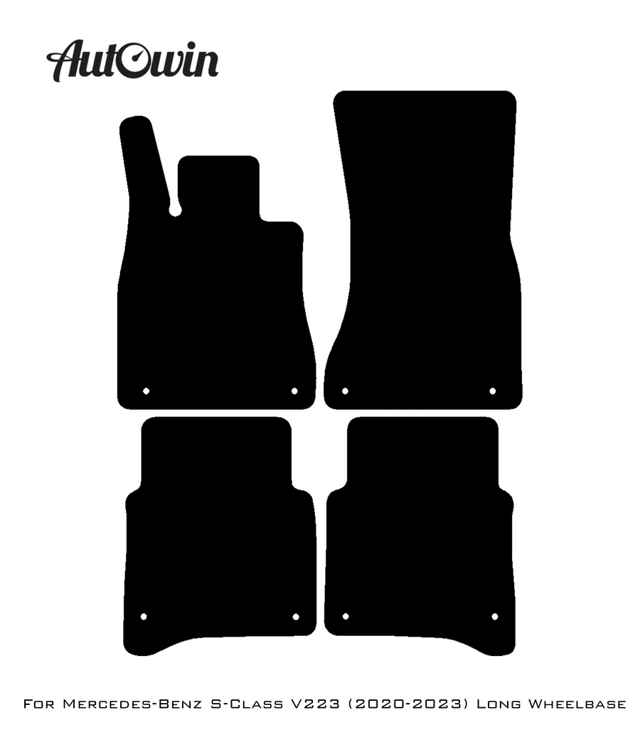 Black Floor Mats For Mercedes Benz S-Class V223 (2020-2023) Long Wheelbase | Limited Edition - AutoWin
