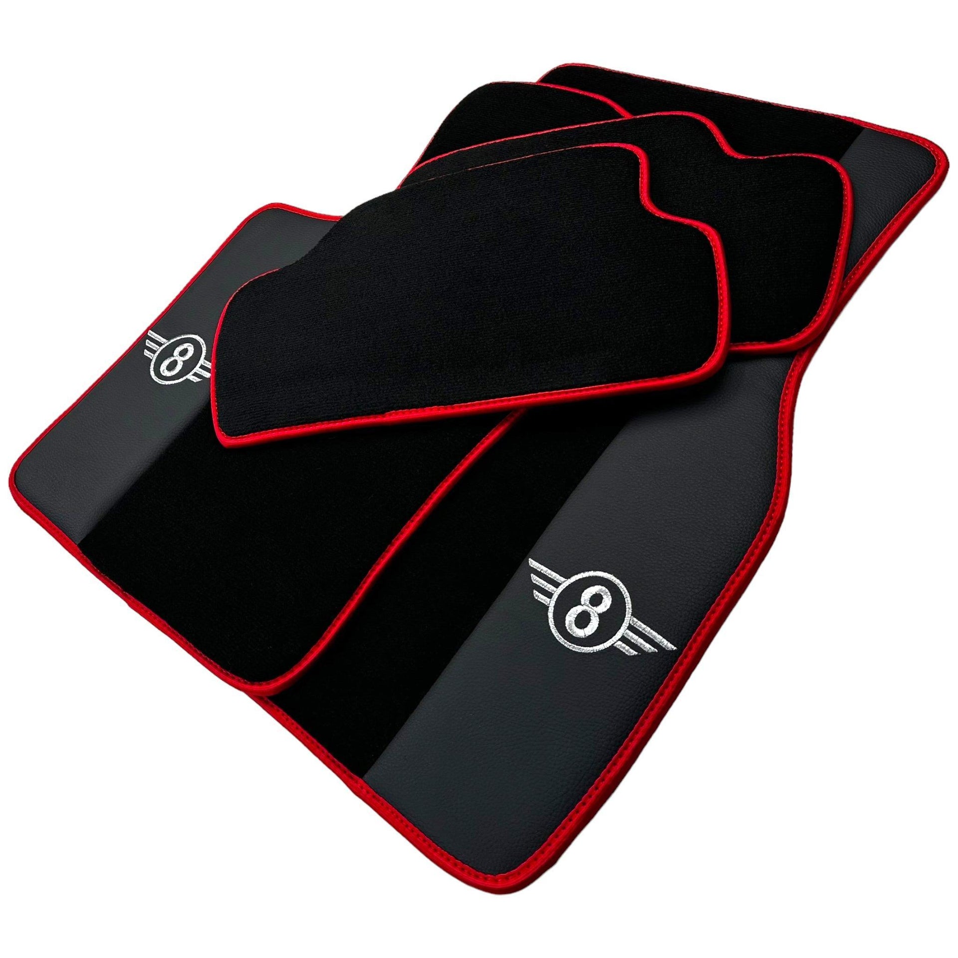 Black Floor Mats for Mini Clubman F54 (2015-2019) With Leather | Red Trim - AutoWin