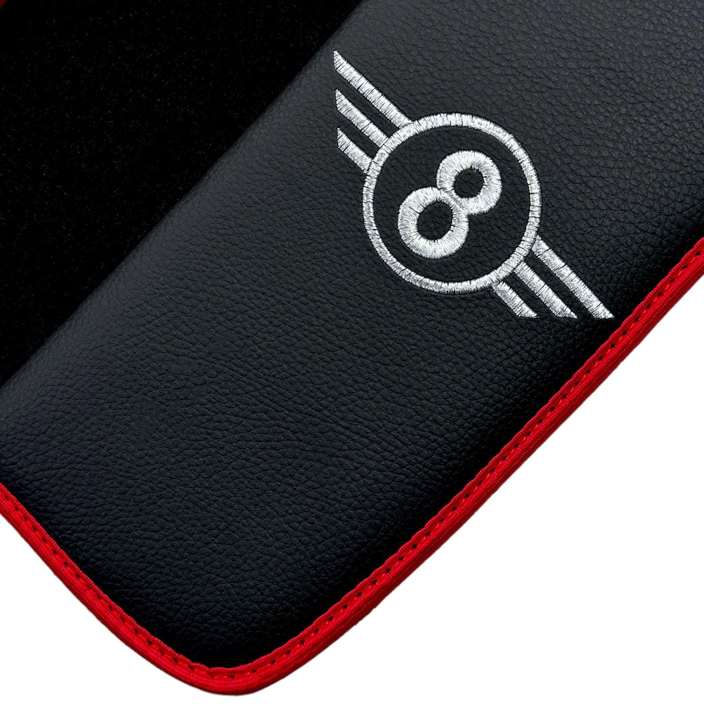 Black Floor Mats for Mini Clubman R55 (2007-2015) With Leather | Red Trim - AutoWin