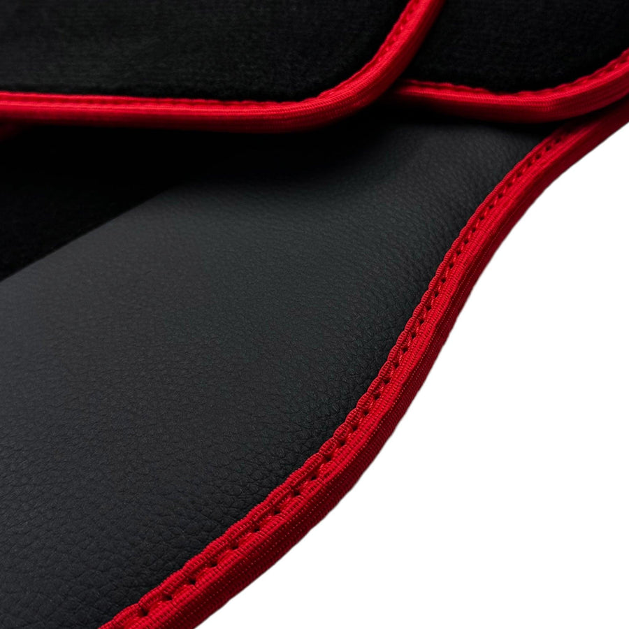 Black Floor Mats for Mini Cooper F56 (2013-2022) with Leather and Red Trim - AutoWin
