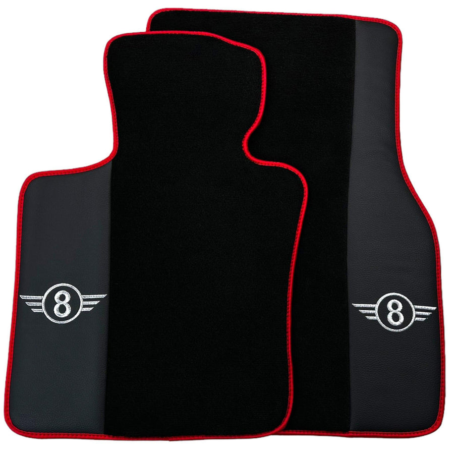 Black Floor Mats for Mini Cooper / One F55 5-doors (2015-2023) With Leather | Red Trim - AutoWin