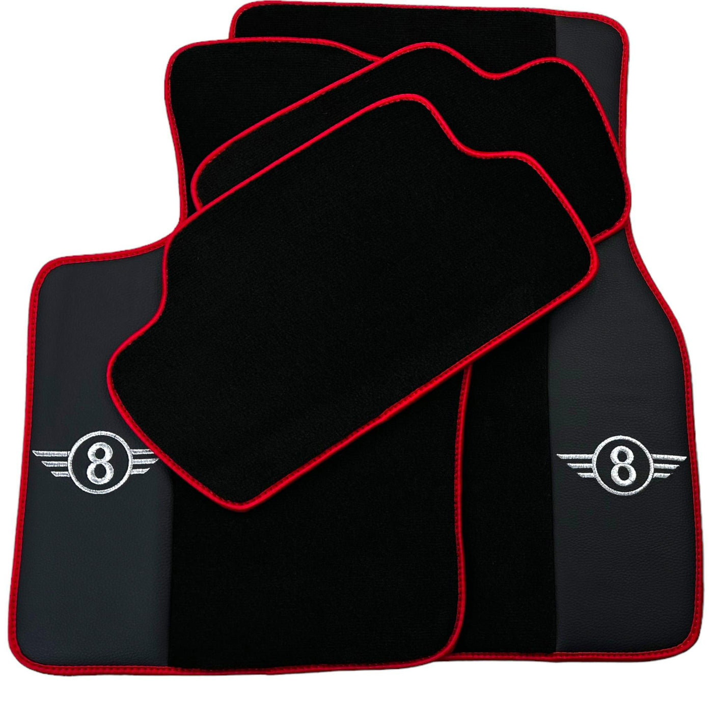 Black Floor Mats for Mini Cooper / One F56 3-doors (2014-2023) With Leather | Red Trim - AutoWin