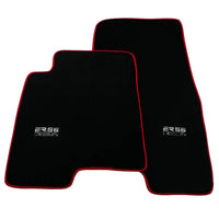 Black Floor Mats For Mitsubishi Pajero III (2000-2004) ER56 Design with Red Trim - AutoWin
