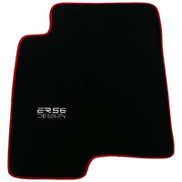 Black Floor Mats For Mitsubishi Pajero III (2000-2004) ER56 Design with Red Trim - AutoWin