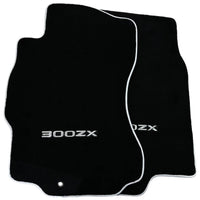 Black Floor Mats For Nissan 300ZX (1990-2000) with White Trim - AutoWin